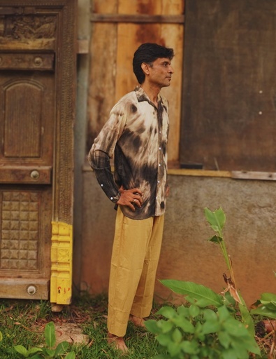 MADRAS LS SHIRT, IRON, SHIBORI, COTTON