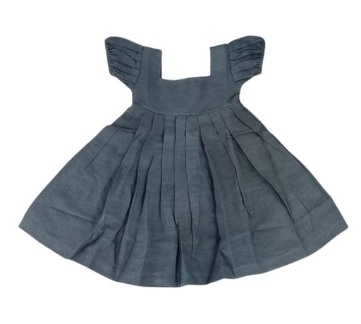 [DRE-BAP-GY-NON-COT/4_5] BABY PUFFY DRESS, GREY, COTTON