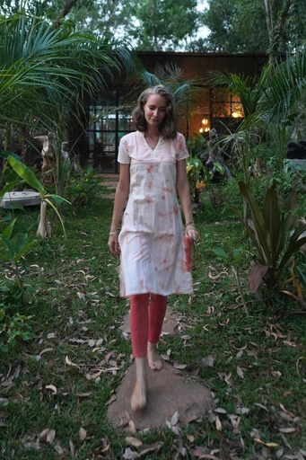 [KUR-SHA-PE_WH-BTK-COT/S] SHANTI KURTA, PINK-WHITE, SHIBORI BATIK, COTTON
