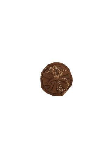 [HAC-FLW_2-BR_WH] FLOWER HAIRCLIP, DOUBLE, BROWN & WHITE