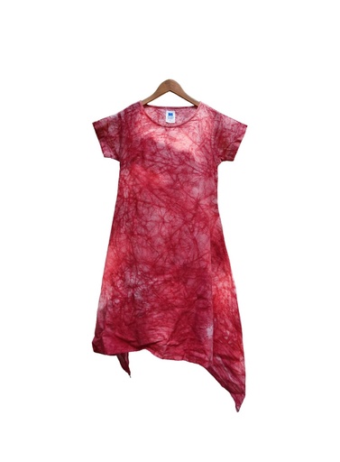 SIDEDROP DRESS, RED, BATIK FULL, COTTON