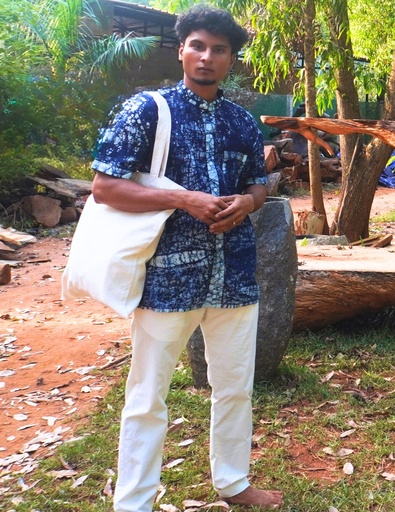 MAO SS SHIRT, BLUE, BATIK_DROPS, COTTON