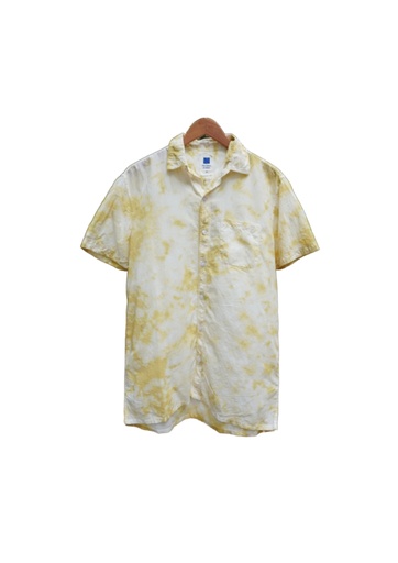 MADRAS SS SHIRT, LIGHT GREEN, SHIBORI CRUSHING, COTTON