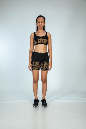 SPORTS BRA, BROWN-BLACK, HALF CRUSHING, COTTON